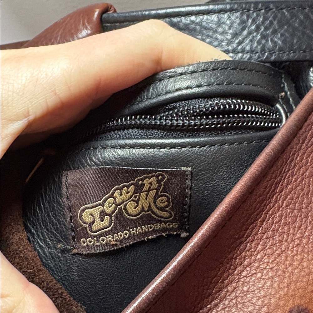 VINTAGE Lew’N’Me Colorado Handpags Black and Brown Women's Bag suede - Picture 2 of 5